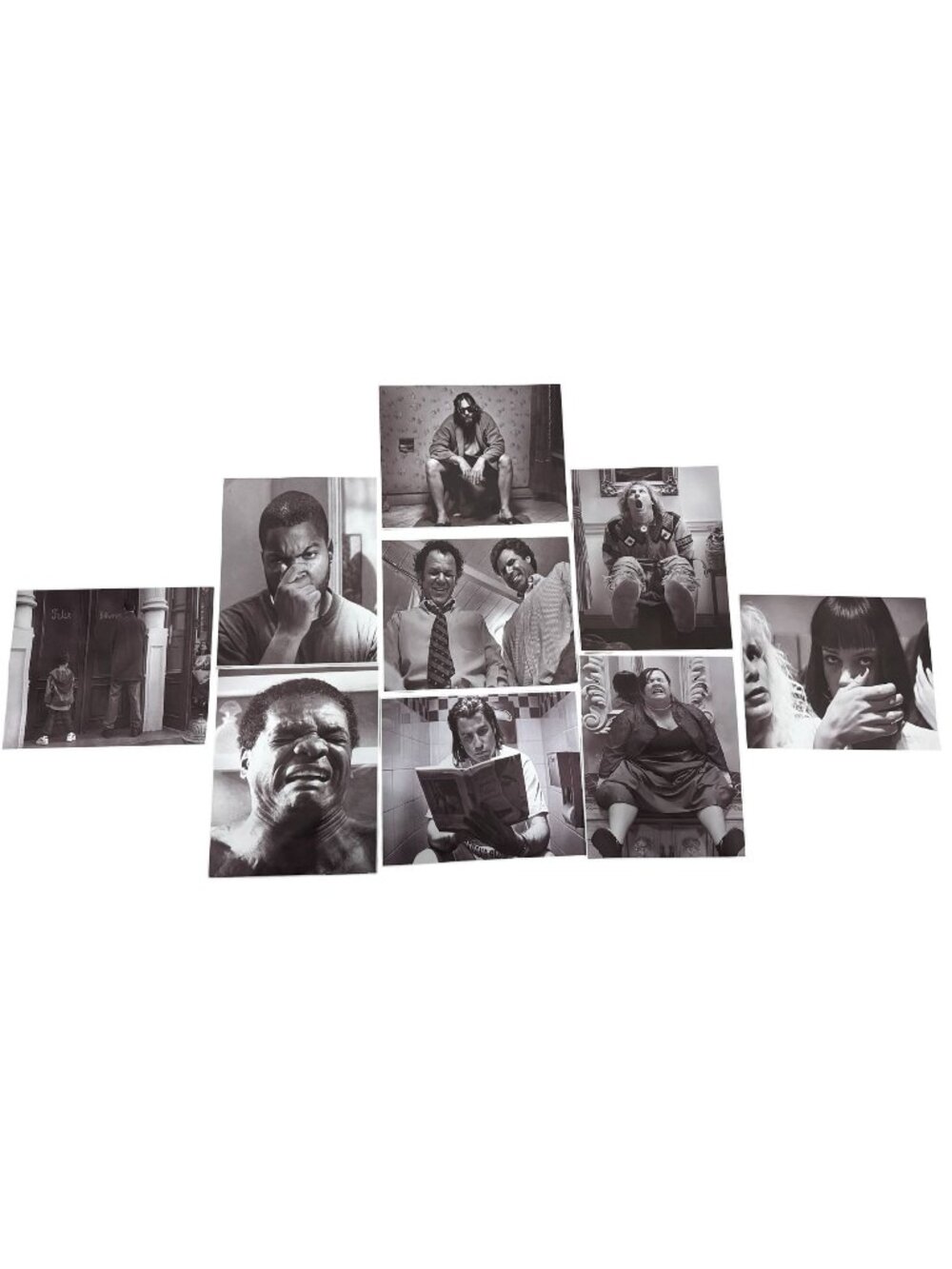 9pcs Funny Bathroom Wall Art Prints 8x10 Inches Unframed Black & White Humorous